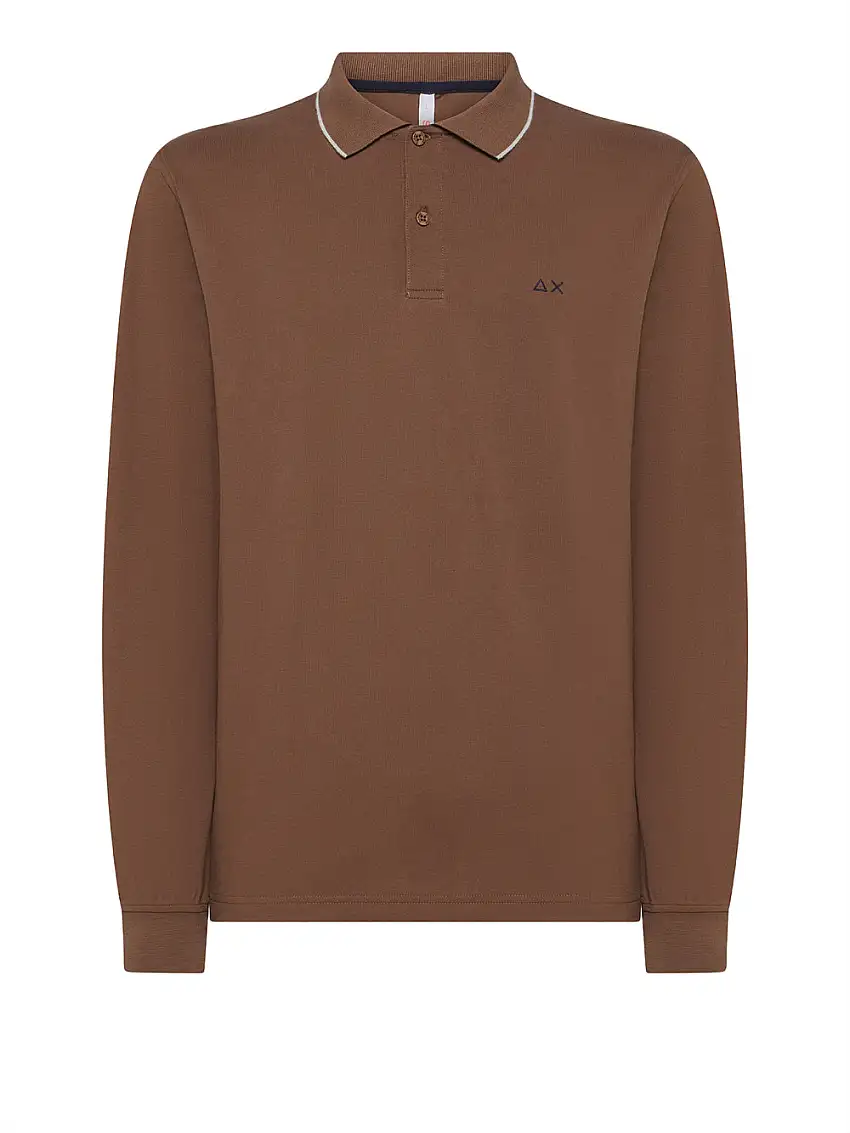 Polo Sun68 Small Stripes da Uomo - Marrone