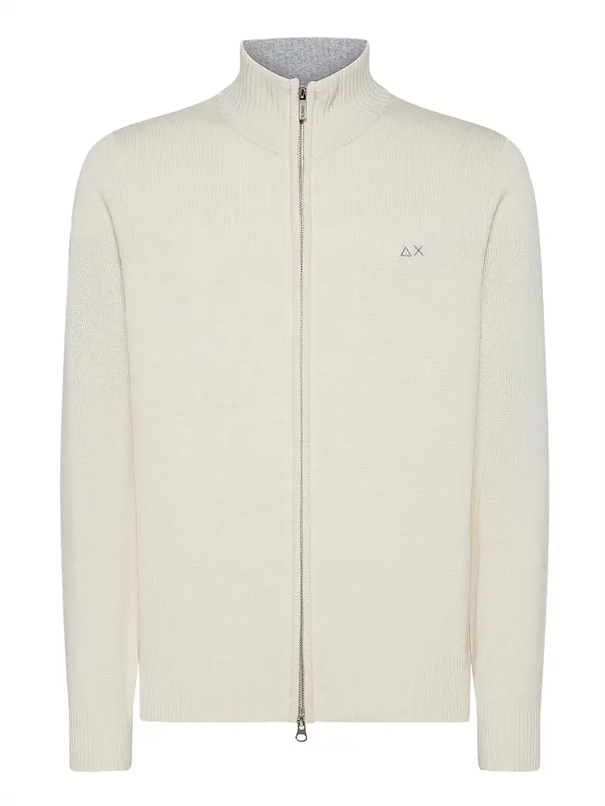 Felpa Zip Sun68 Solid Warm da Uomo - Bianco