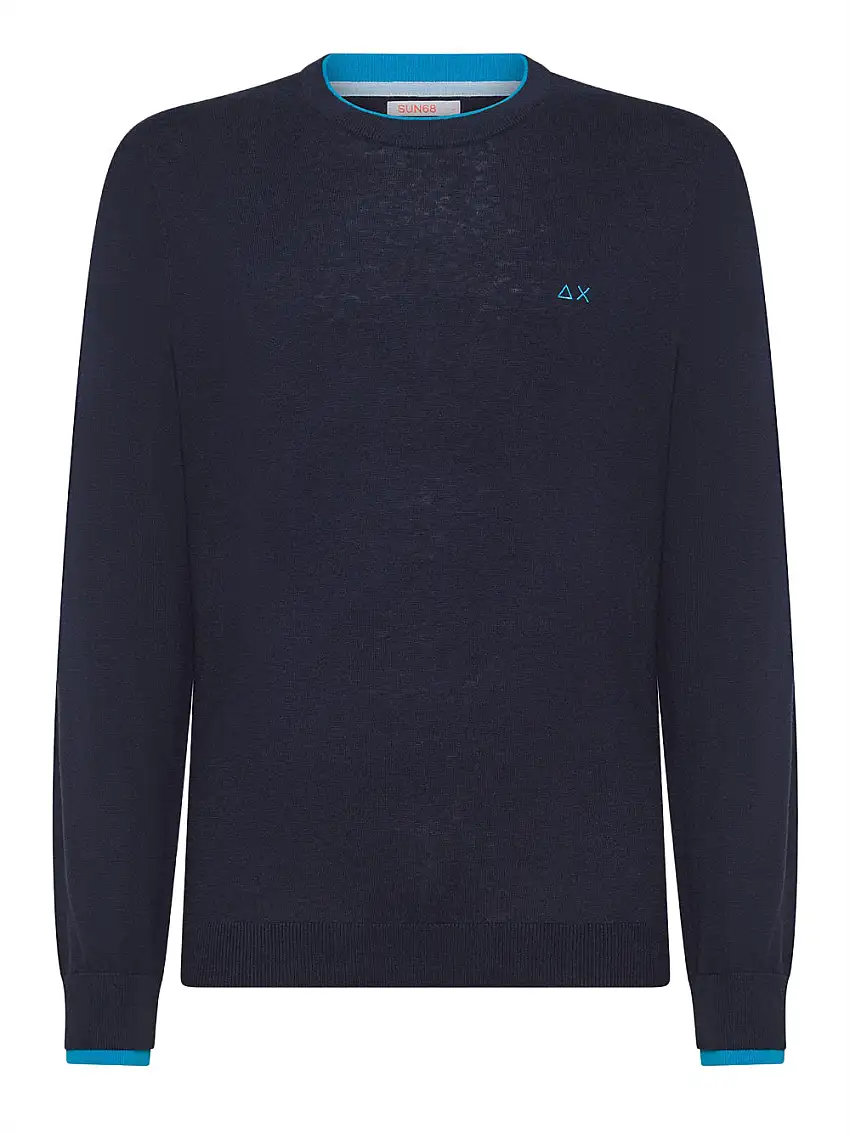 Pullover Sun68 Round Double Rib da Uomo - Blu