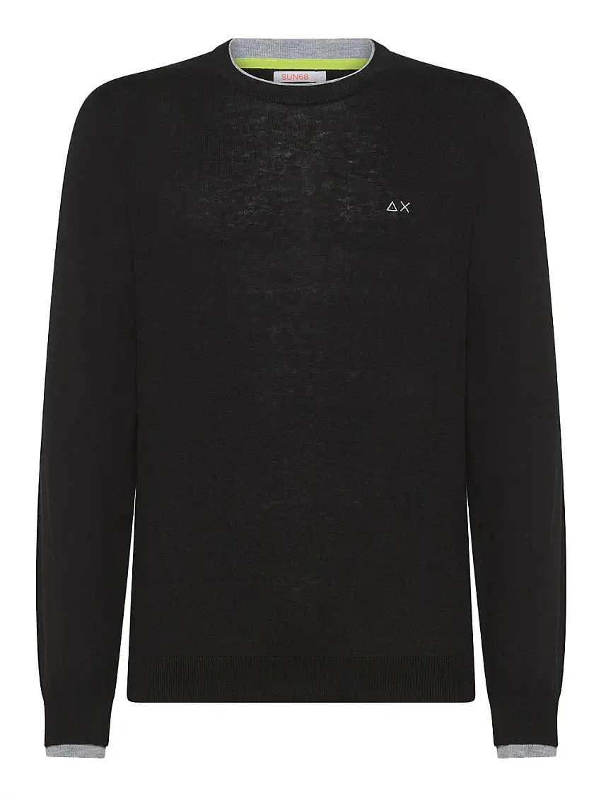 Pullover Sun68 Round Double Rib da Uomo - Nero