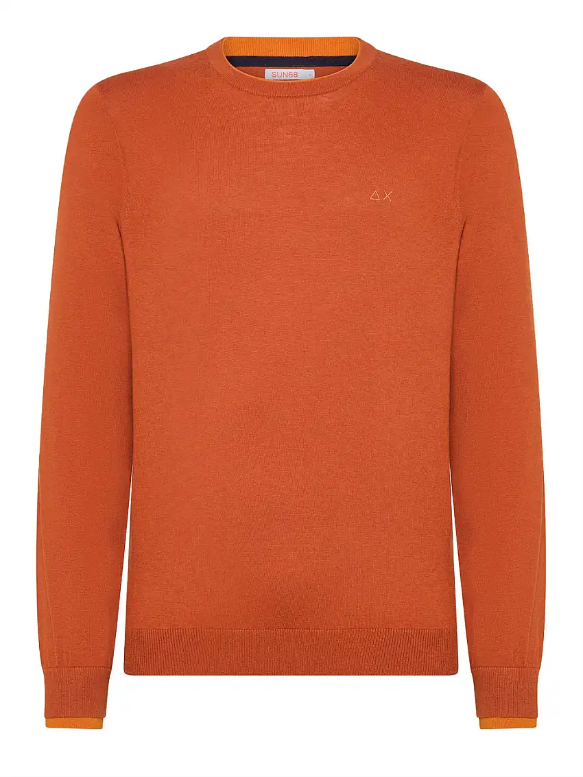 Pullover Sun68 Round Double Rib da Uomo - Arancione