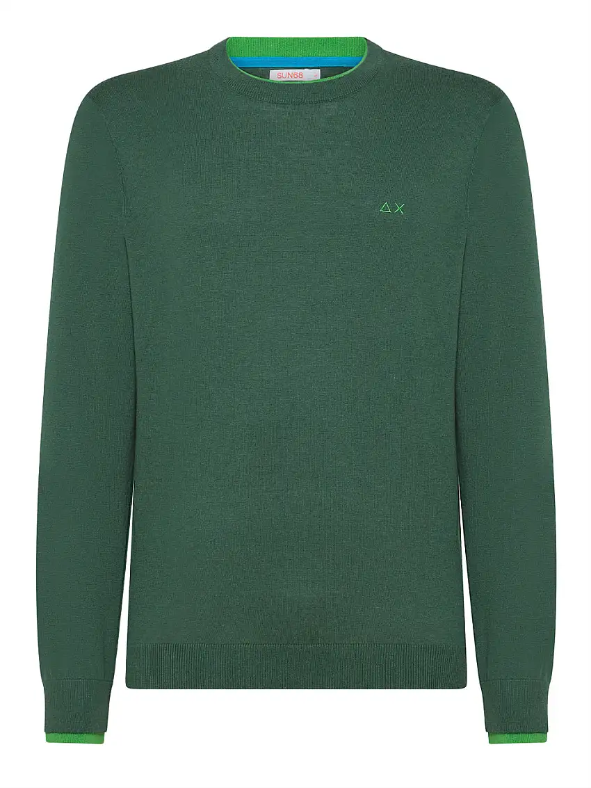 Pullover Sun68 Round Double Rib da Uomo - Verde