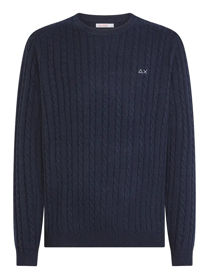 Pullover Sun68 Round Cable da Uomo - Blu