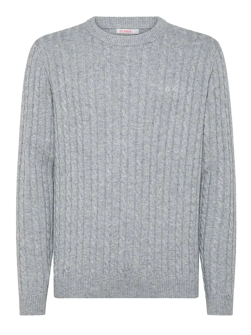 Pullover Sun68 Round Cable da Uomo - Grigio