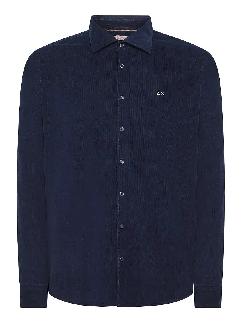 Camicia Casual Sun68 Light Corduroy da Uomo - Blu
