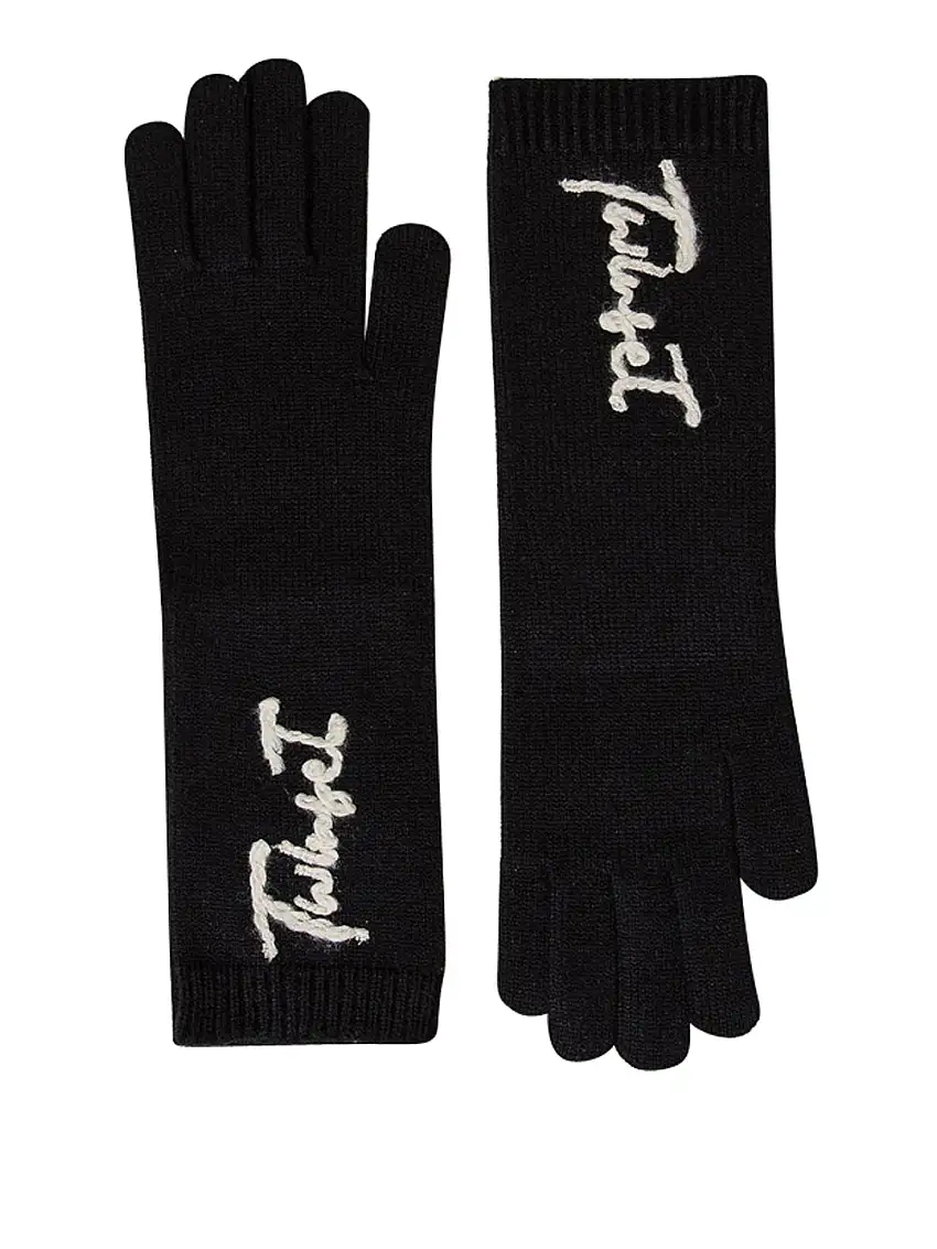 Guanti Twin Set Ricamo Logo da Donna - Nero