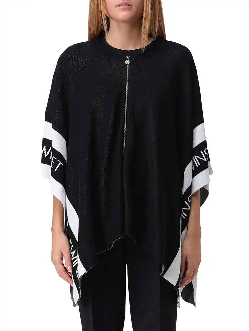 Poncho Twin Set Con Zip Oval T da Donna - Nero