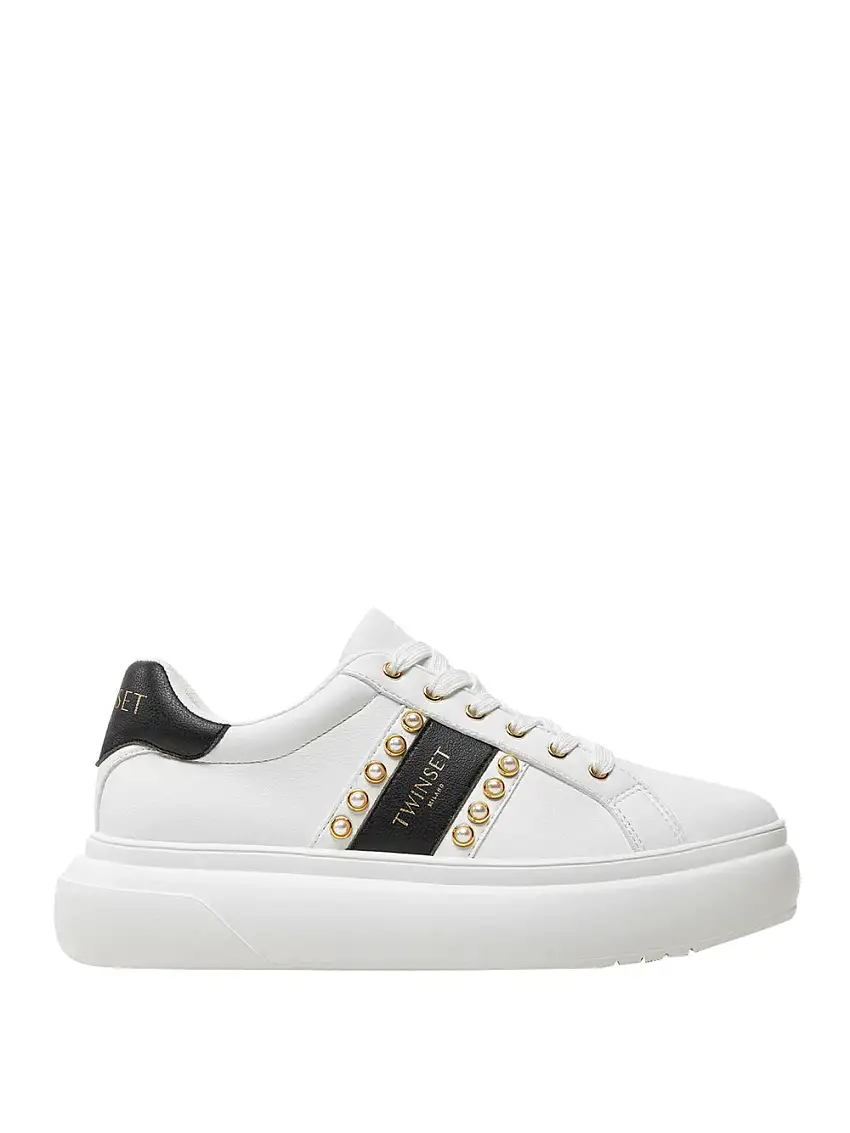 Sneakers Twin Set Con Perline da Donna - Bianco