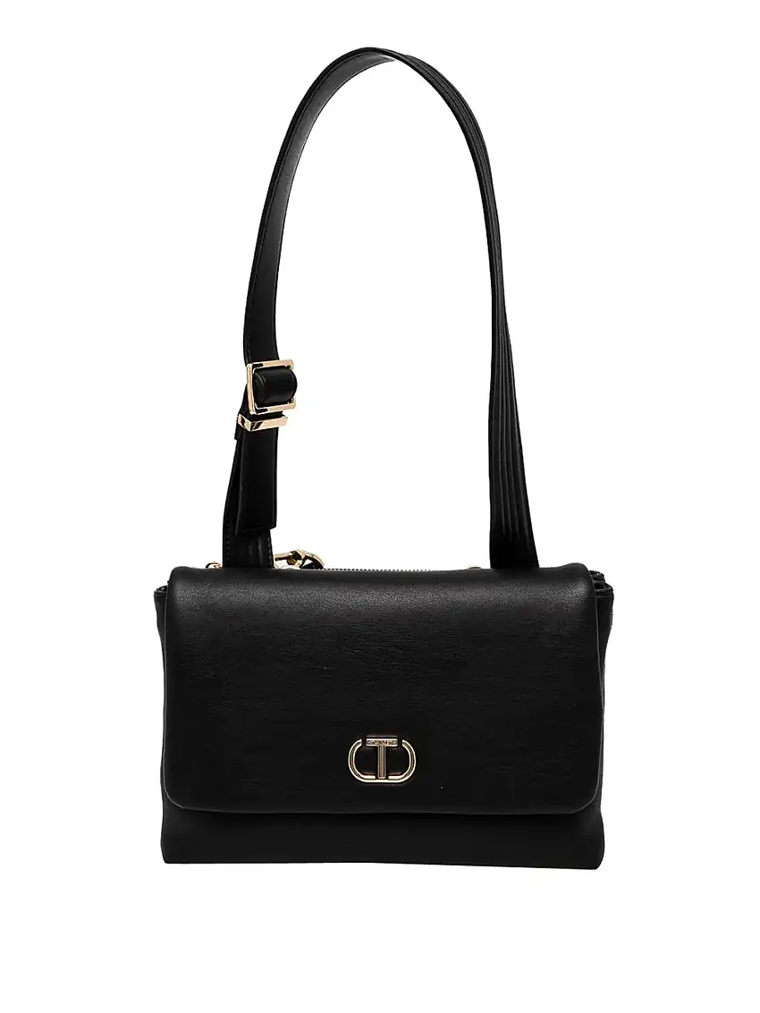 Borsa a Tracolla Twin Set Con Patta da Donna - Nero