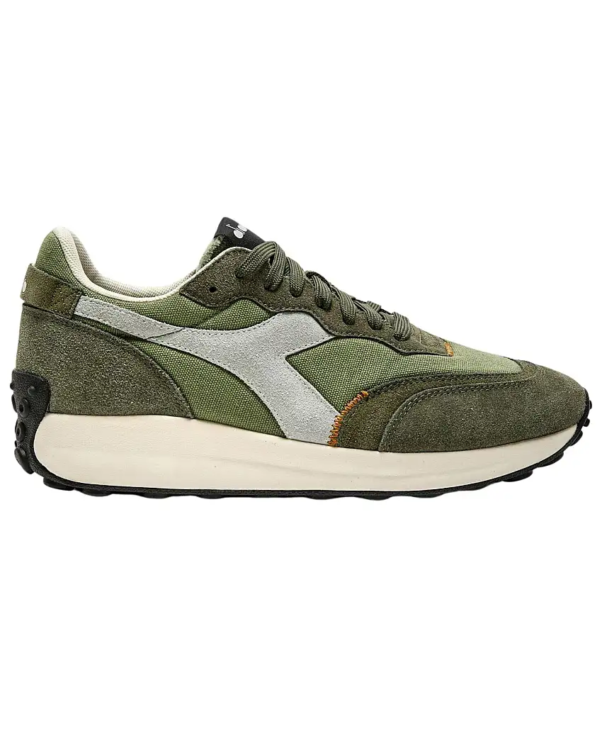Diadora Sneakers Race Suede SW Verde in Pelle Scamosciata