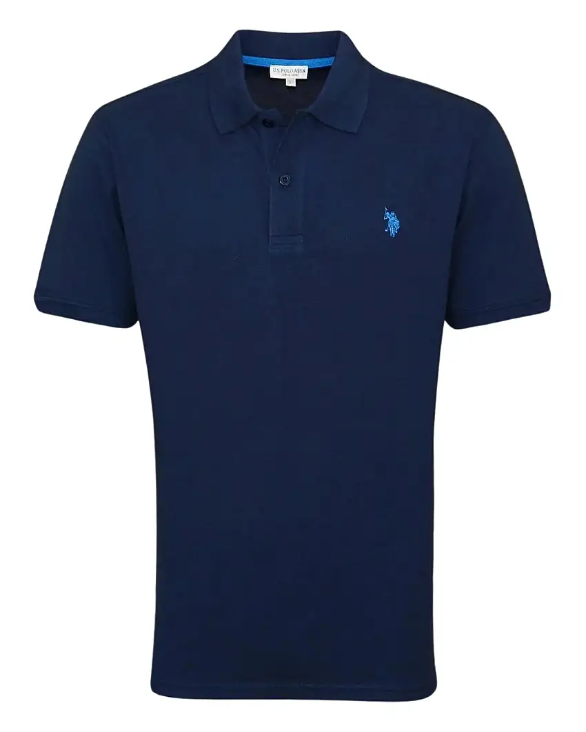 U.S. Polo Assn. Maglietta Polo Logo Azzurro Frontale Cotone Blu Scuro