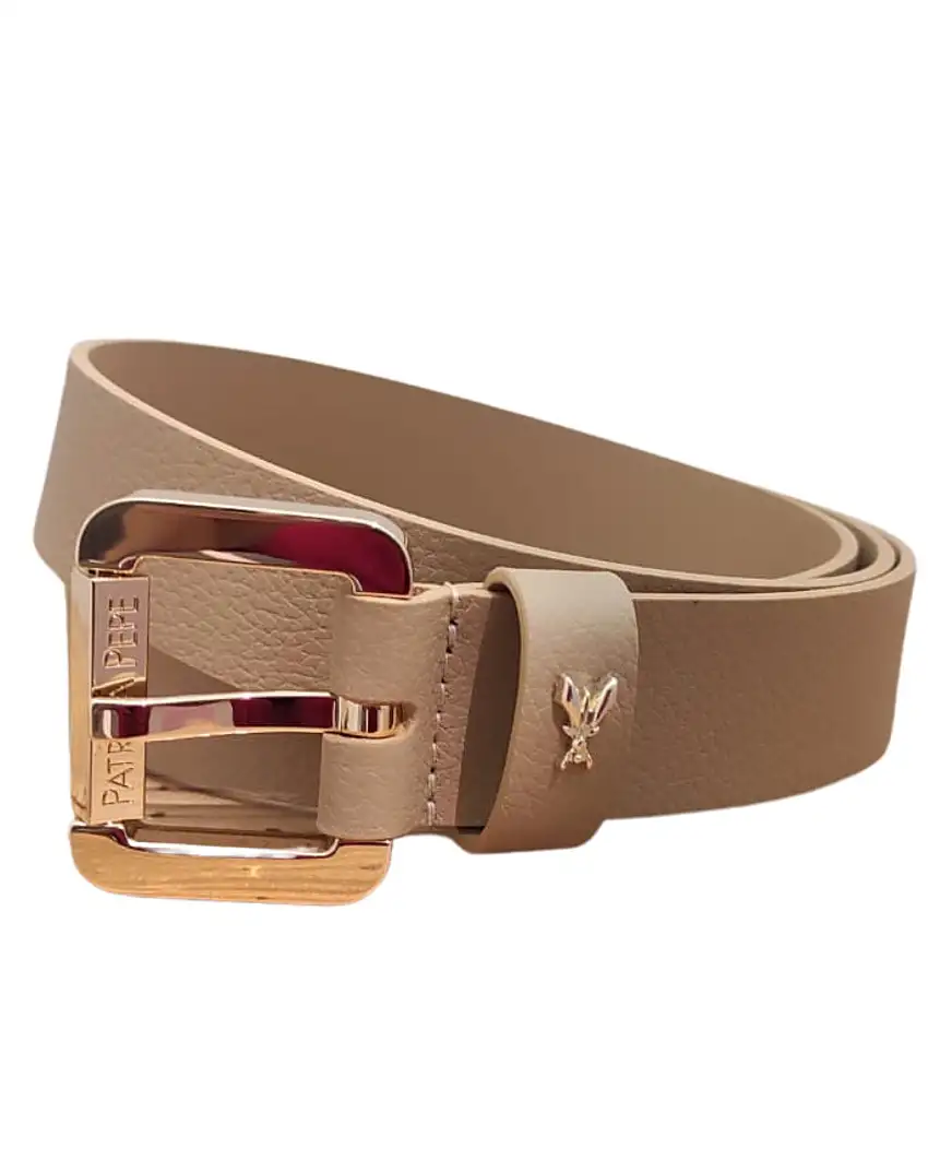 Patrizia Pepe Cintura Bassafibbia Rettangolare Dorata Pelle Cappuccino