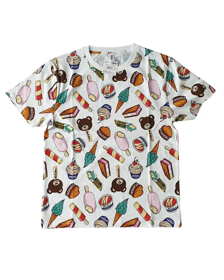 Moschino Swim Gelato Icecream 93% Cotone/7% Elastan Bianco