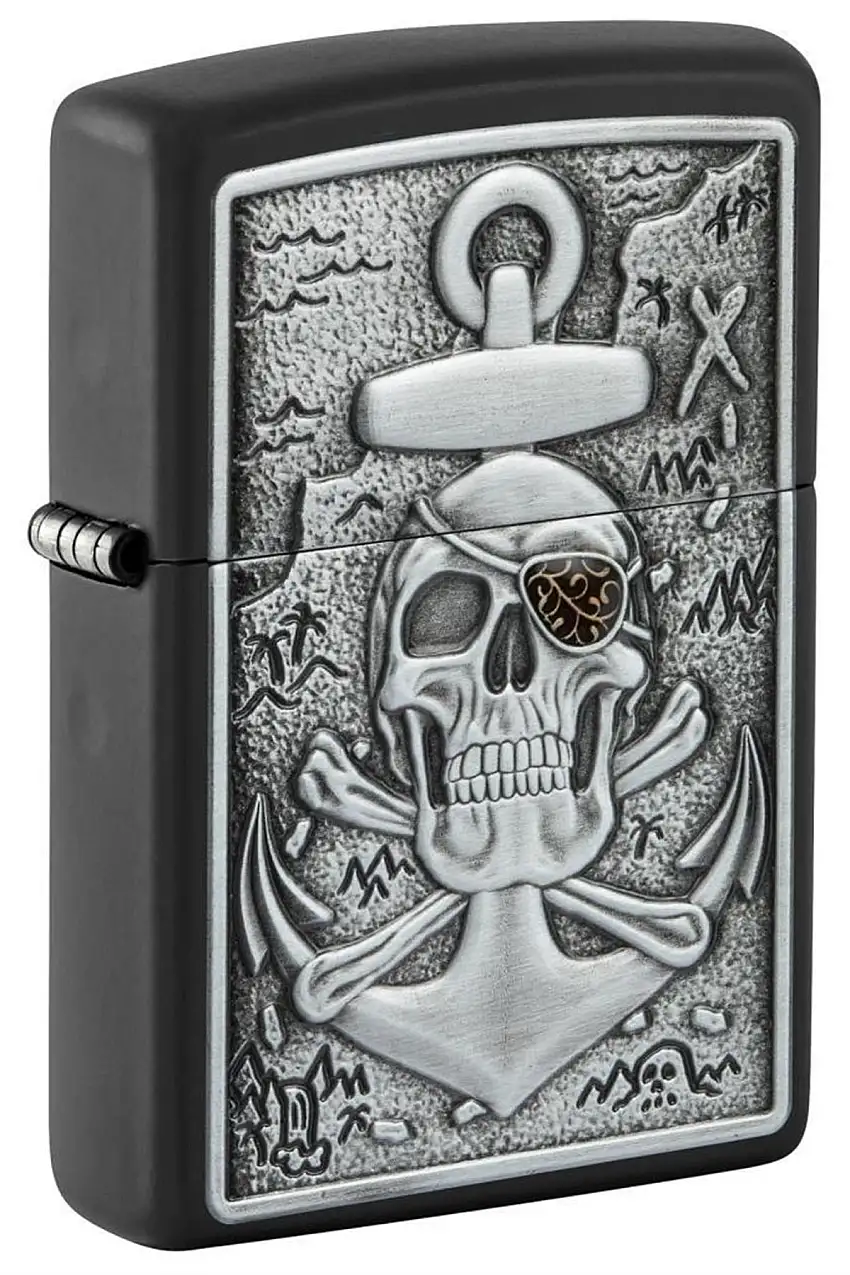 Zippo Techio Pirata Ancora Placca Nero Unisex