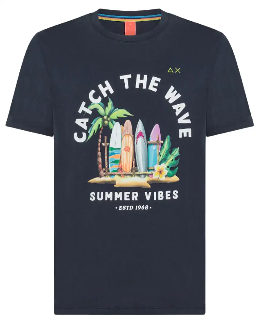 Sun68 Maglietta Manica Corta Cotone Blu