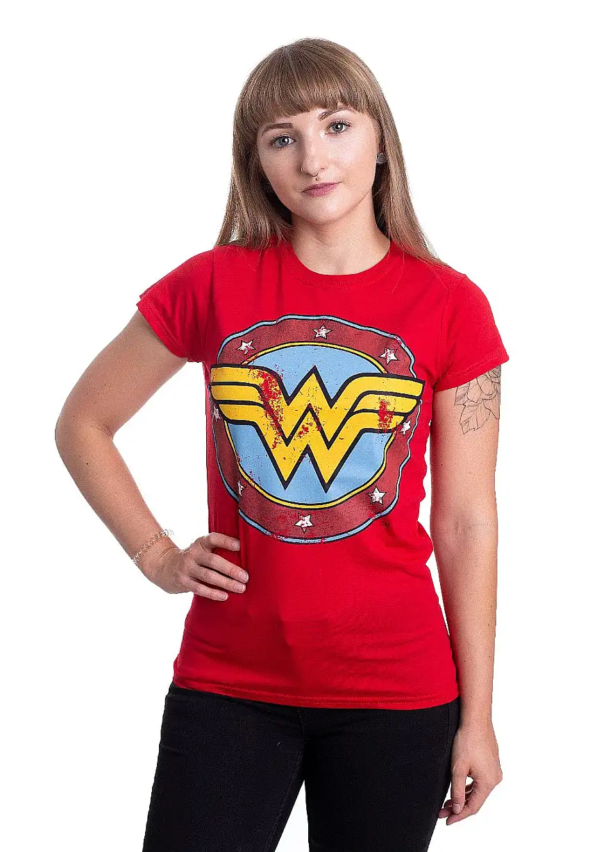 Wonder Woman - Distressed Logo Red - Girly