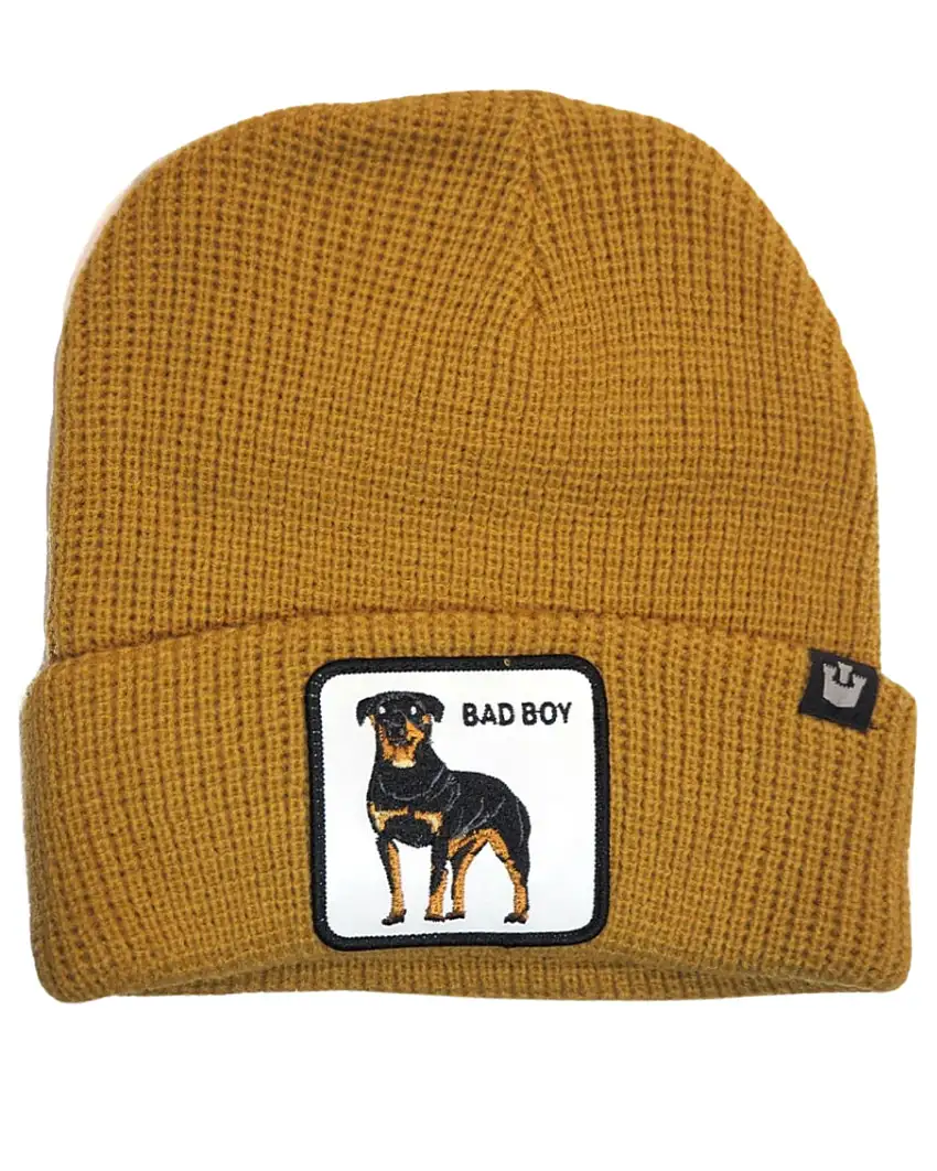 Goorin Bros. Cappello Beanie Hat Cuffia Con Patch Frontale E Logo Su Lato Beige Unisex