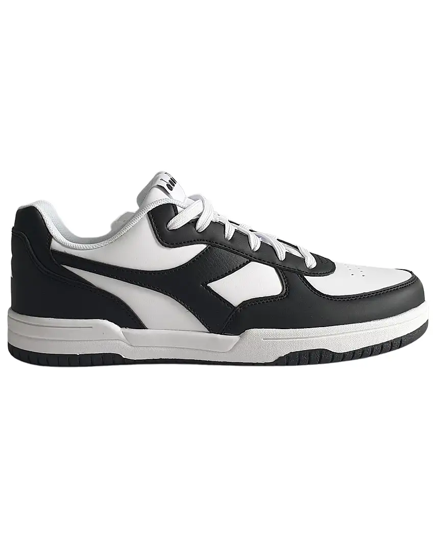 Diadora Sneakers Raptor Low in Pelle Sintetica Bianco-Nero