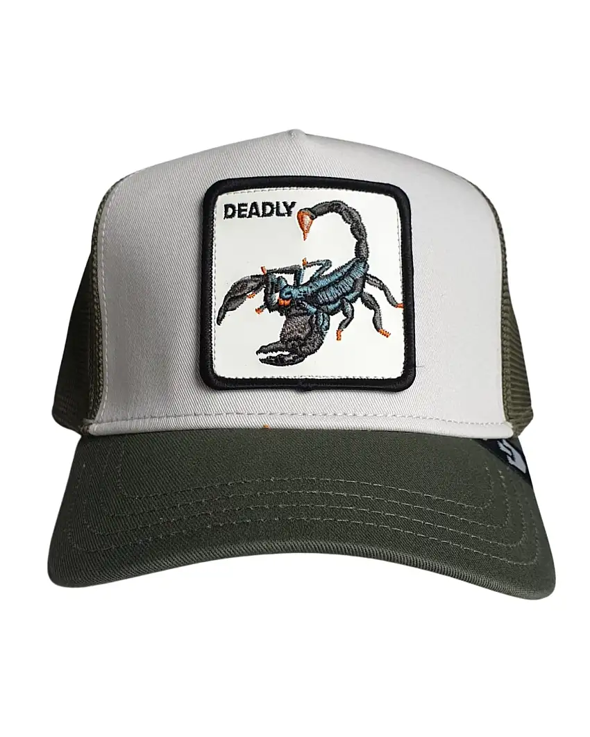 Goorin Bros. Trucker Cap Cappellino Animal Farm 'deadly' Bianco Verde Oliva Unisex