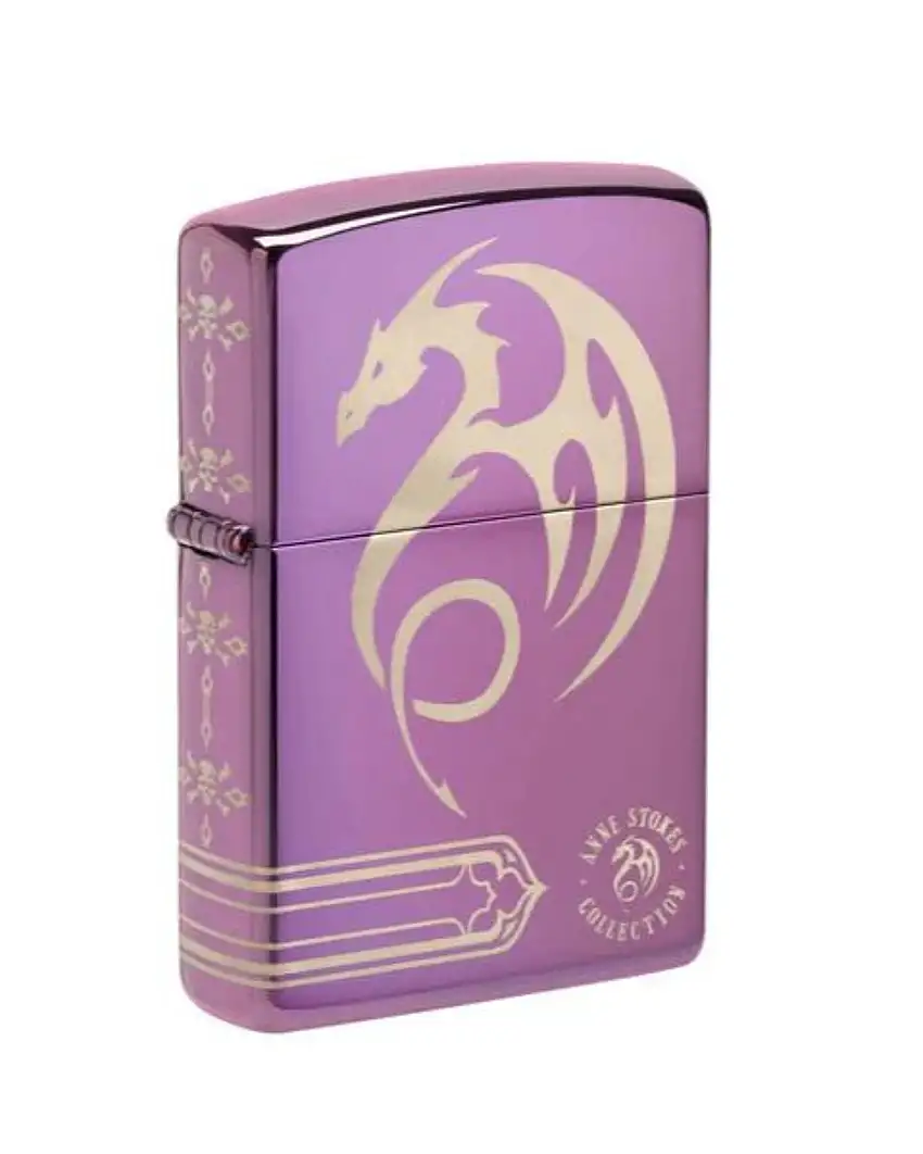 Zippo Antivento Ricaricabile Made In Usa Drago Dragone Viola Unisex