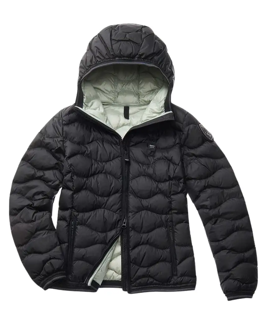 Blauer Giubbino Imbottito Camelia Nero Interno Bianco Donna