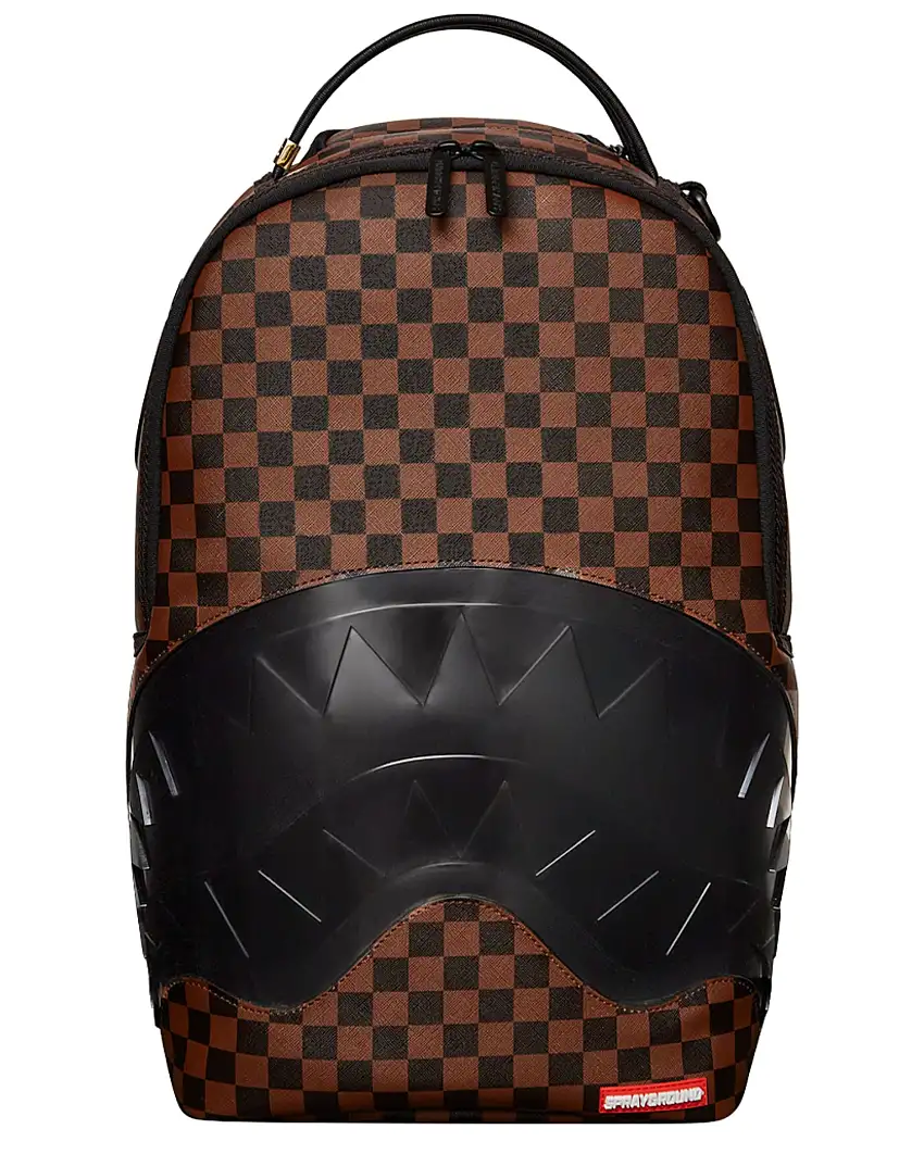 Sprayground Backpack Scuola City Viaggio Motivo a Scacchi Marrone Nero Unisex