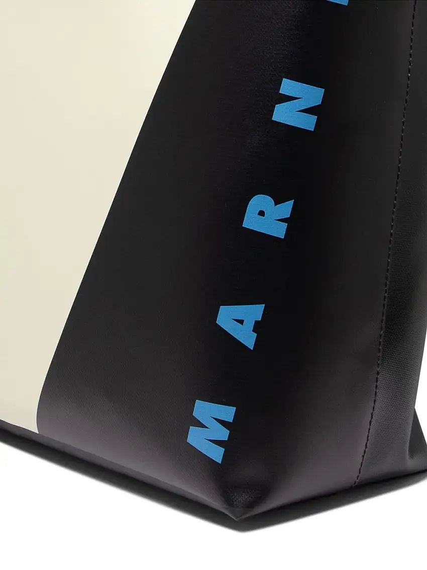 Marniborsa tote in pelle con stampa logo