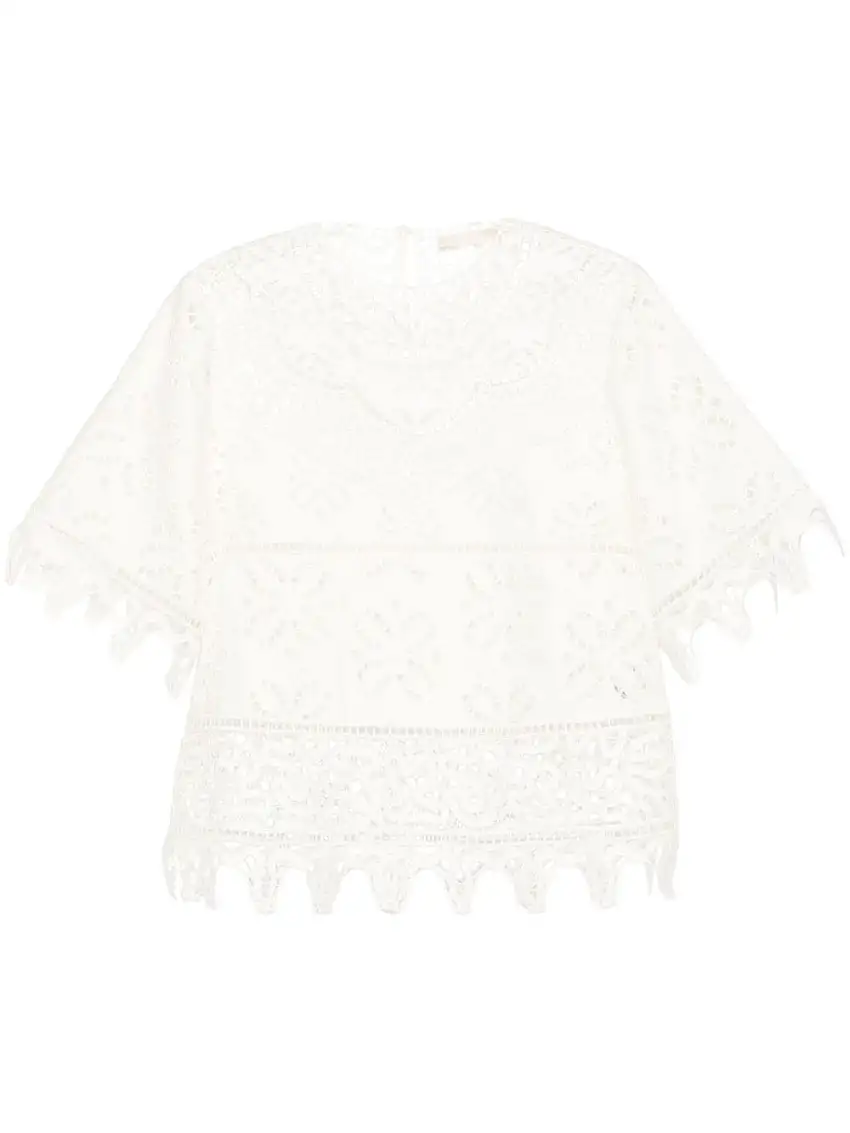 Ulla JohnsonBlusa Aria in pizzo sangallo