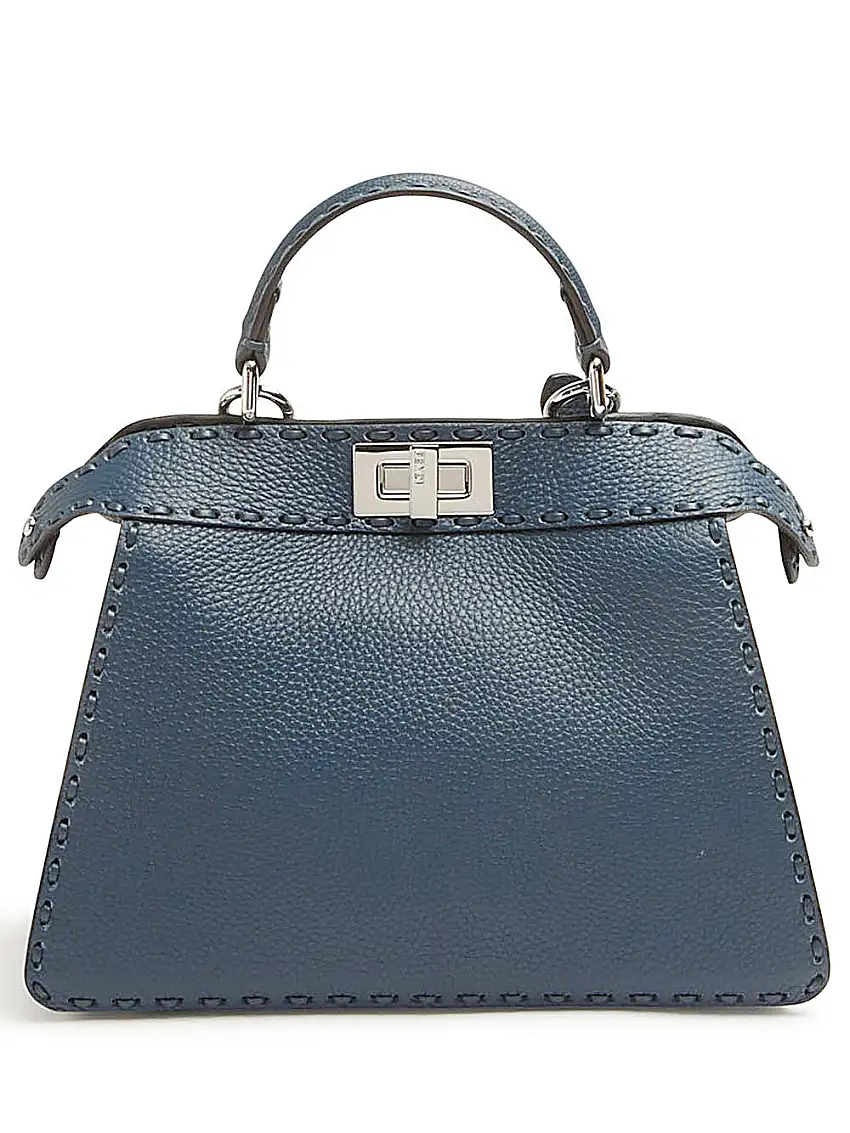 Fendi  Peekaboo ISeeU Medium SelleriaBorsa in Selleria blu cobalto con 722 impunture fatte a mano