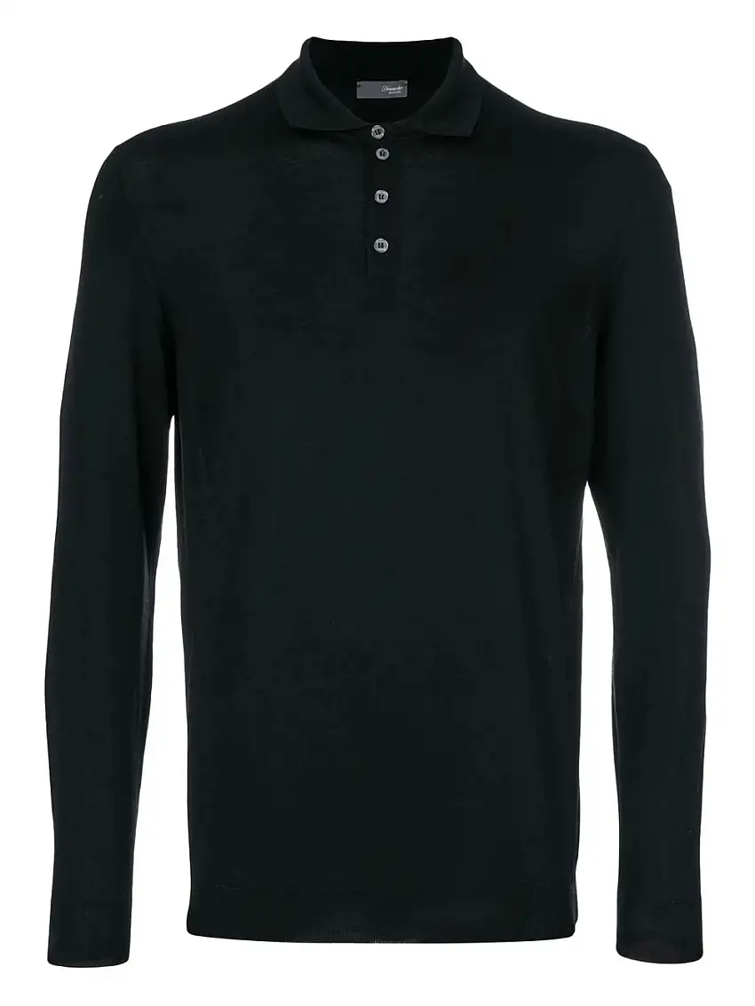 DrumohrPolo in lana merino nera