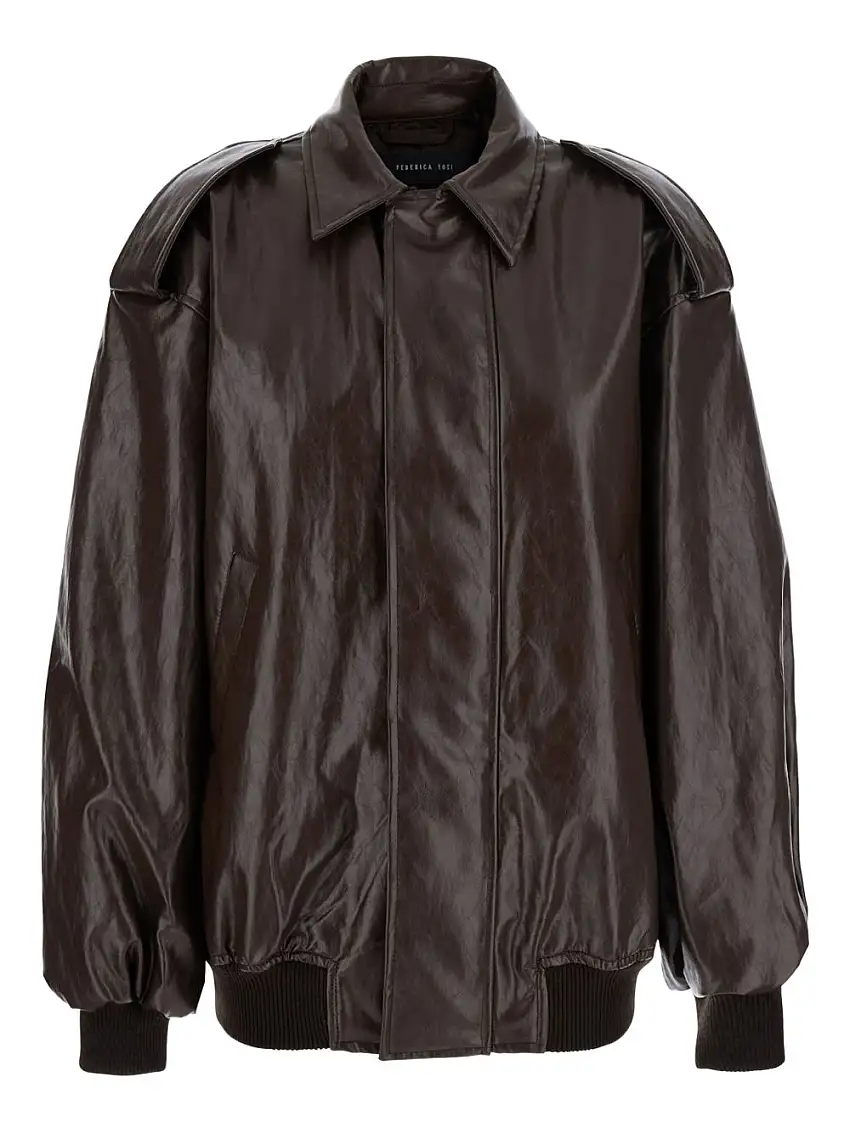 Federica Tosi Bomber in pelle marrone