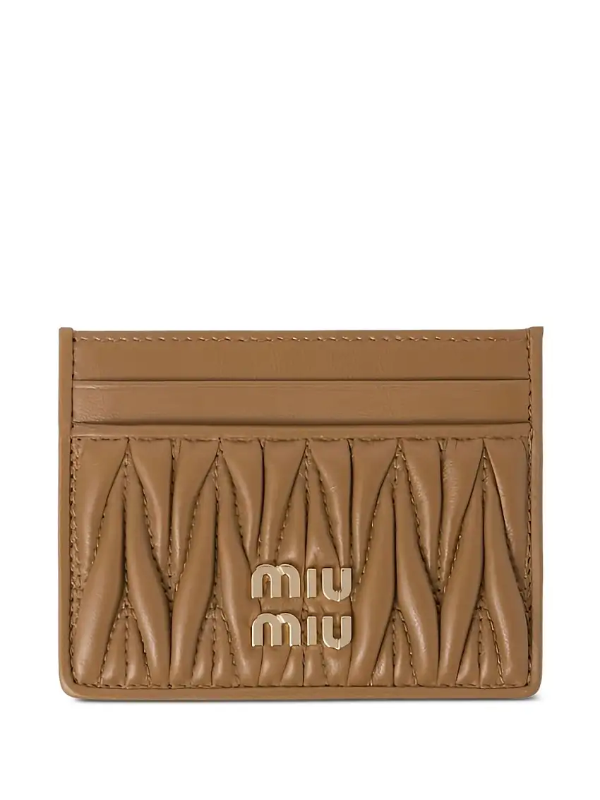 Miu MiuPortacarte in pelle matelassébeige chiaro