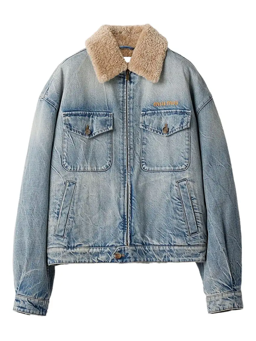Miu MiuGiacca denim con collo in shearling