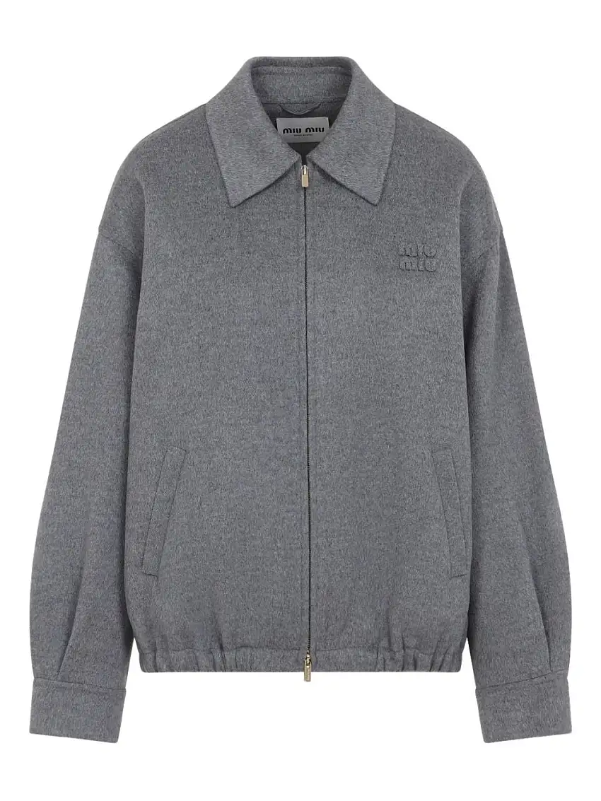 Miu Miu Giacca in lana con logo ricamato