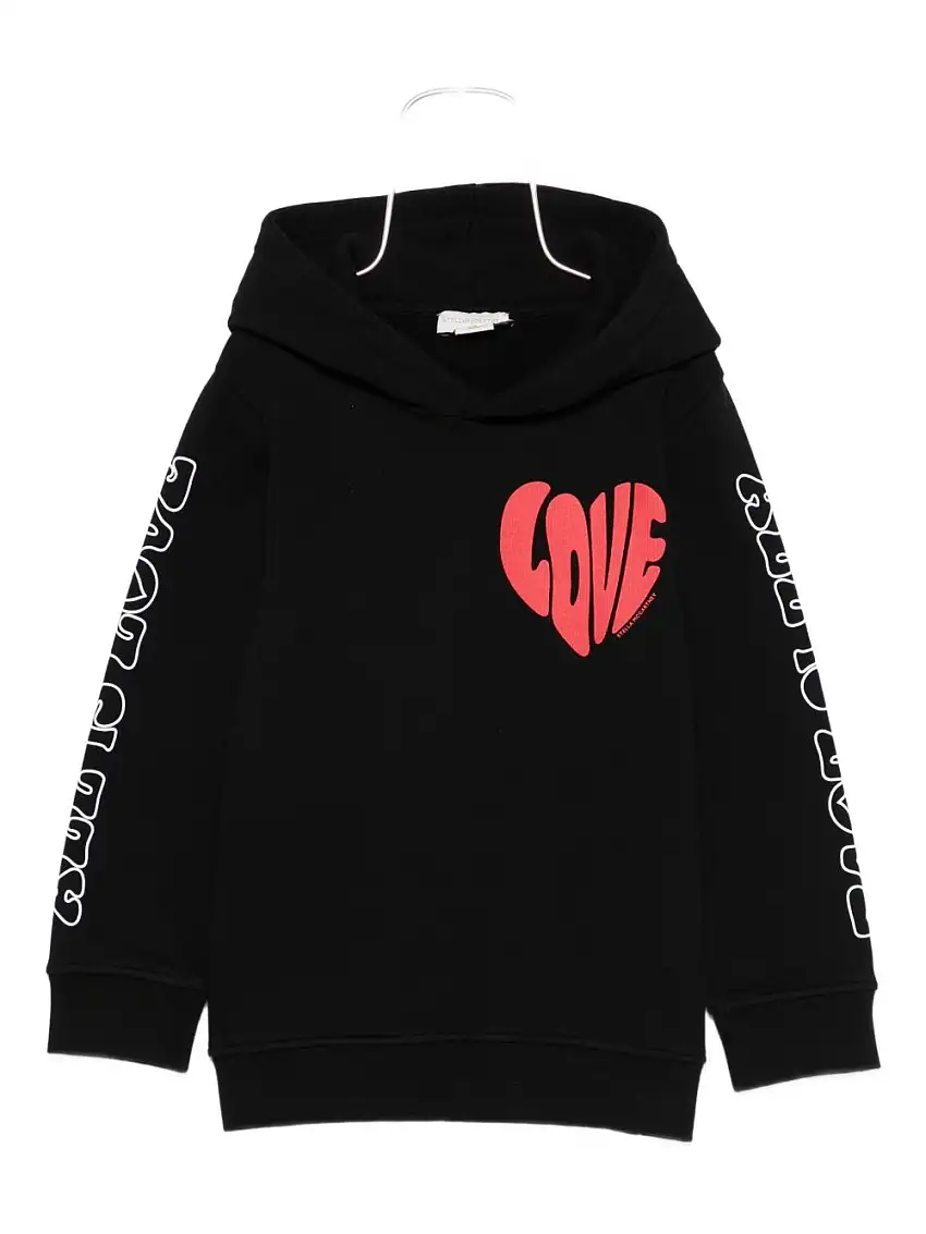 Stella McCartney KidsFelpa nera con stampa a forma di cuore