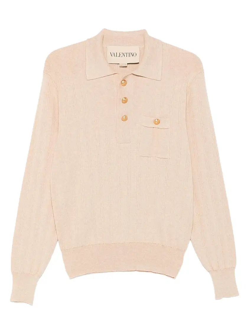 Valentino Garavani Polo Manica Lunga In Cotone A Coste