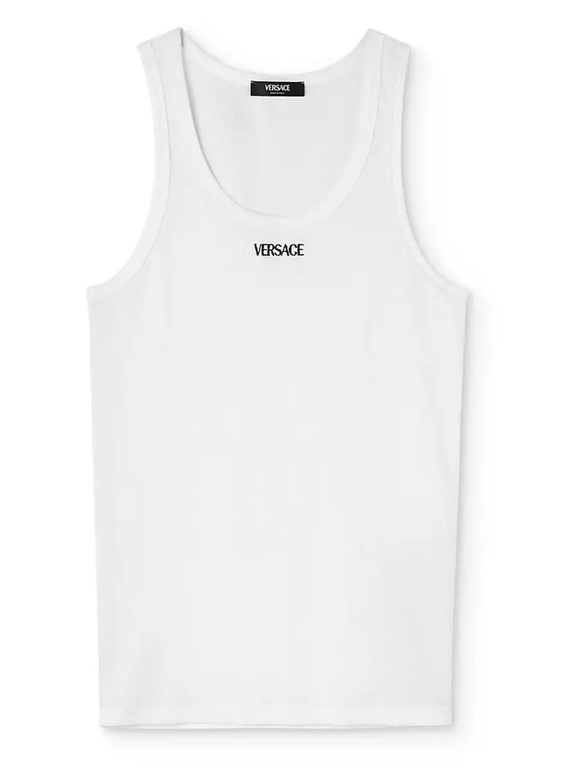 Versace Top a coste con ricamo