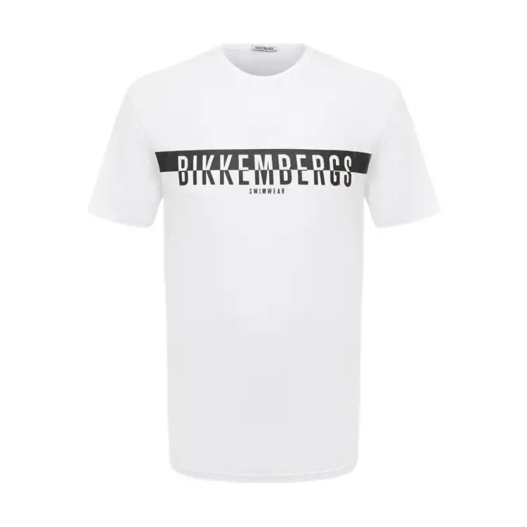 Bikkembergs HALF LOGO T-Shirt Maniche Corte In Cotone Bianco