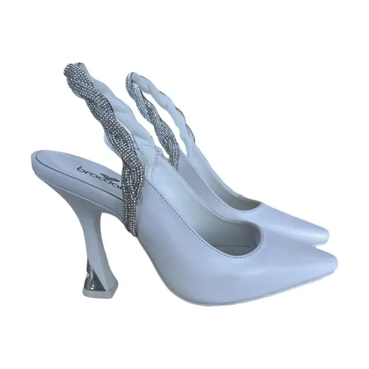 Braccialini Tua BA17 Décolleté Chanel Donna Con Tacco Medio White