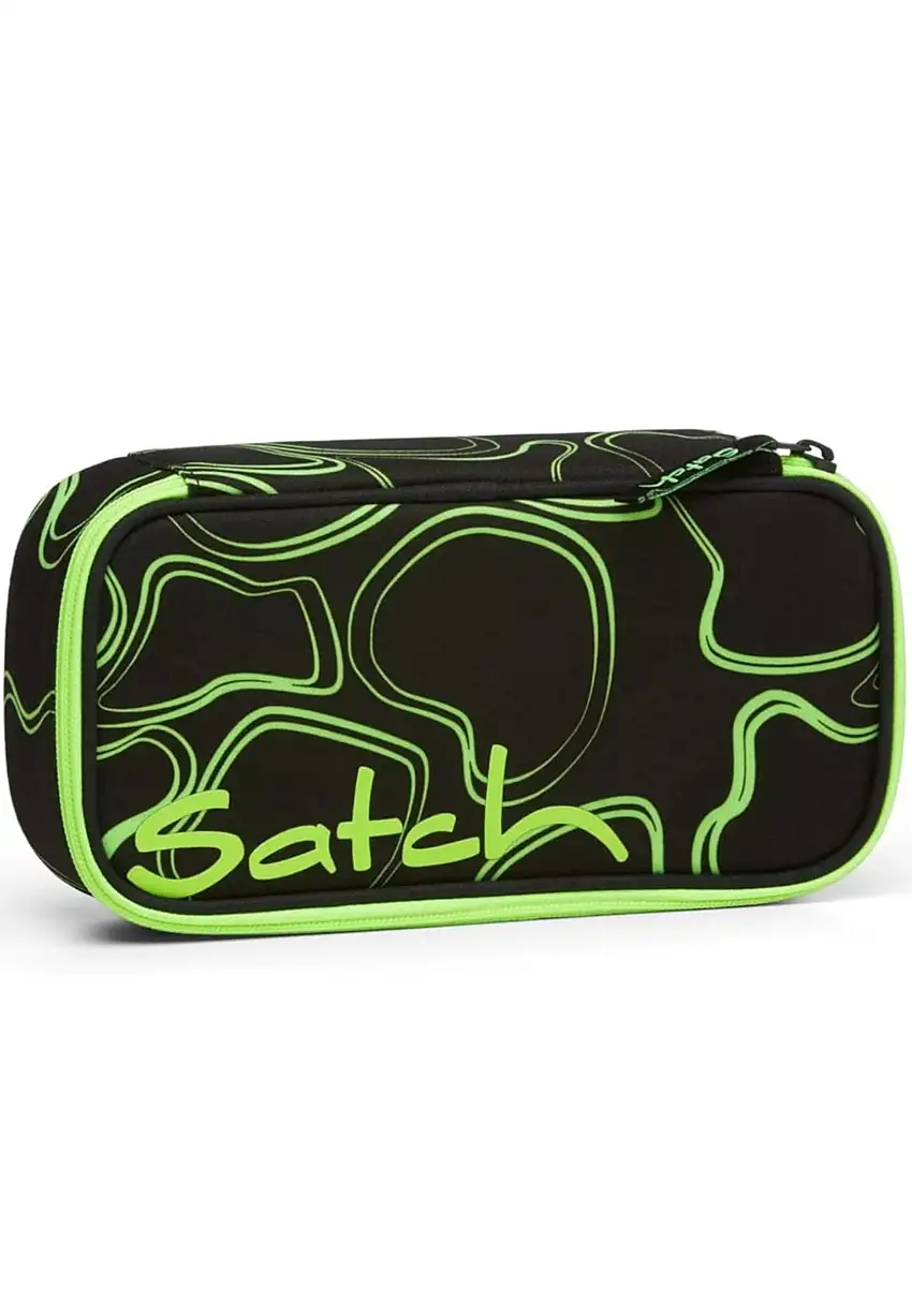 Satch Portapenne Scolastico Rigido 22x6x11 Cm, Poliestere Riciclato Nero Verde Unisex