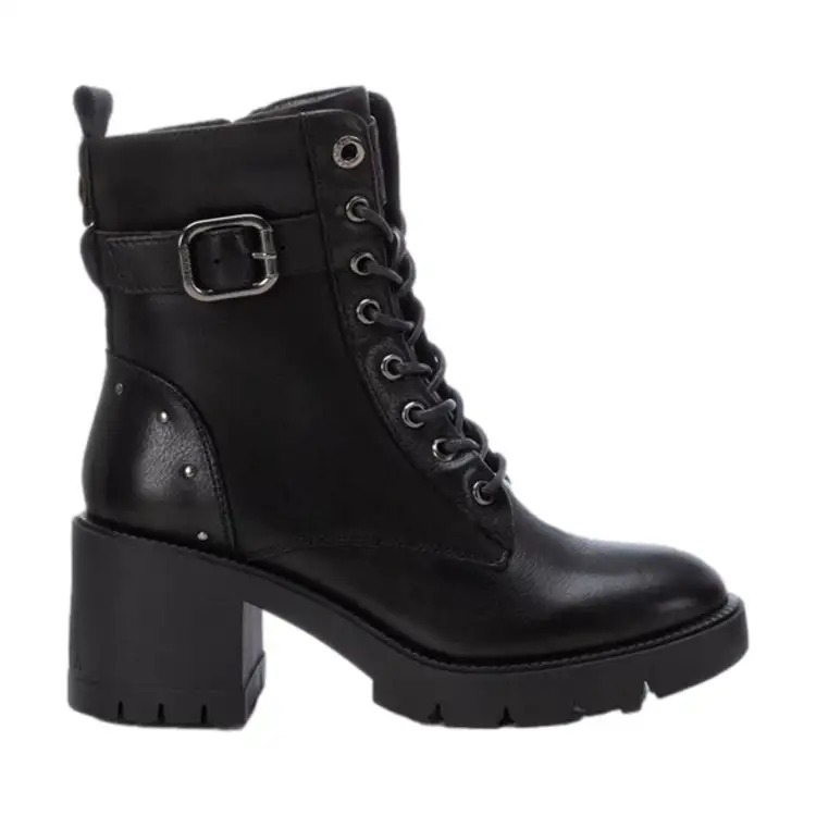 Carmela 161901 Anfibi Con Tacco Medio Stringate Con Zip Laterale Nero