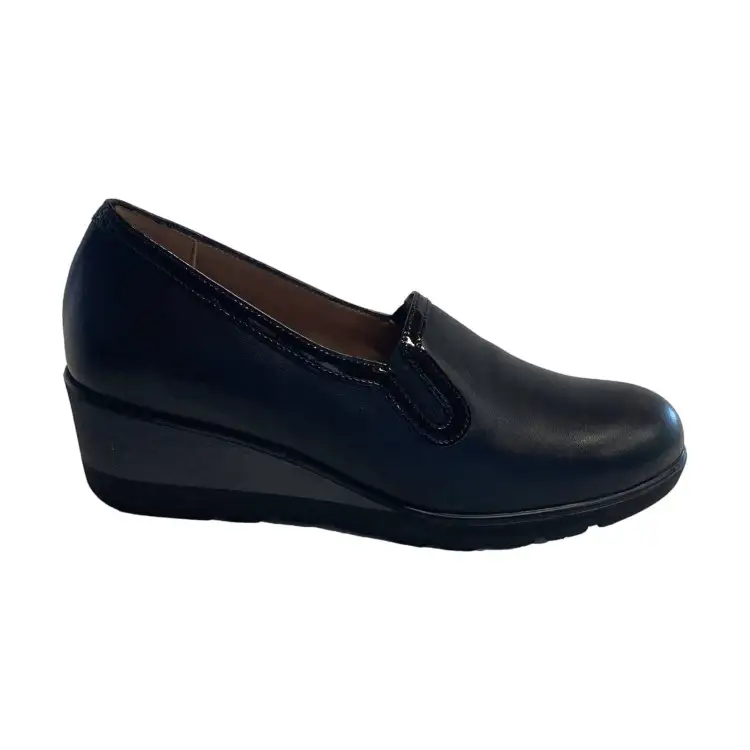 Confort C2I2367 Mocassino Donna In Vera Pelle Zeppa Media Nero
