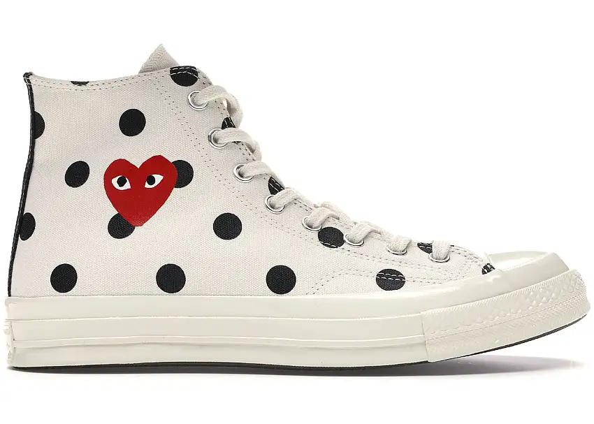 Converse Chuck Taylor All Star 70 Hi Comme des Garcons PLAY Polka Dot White