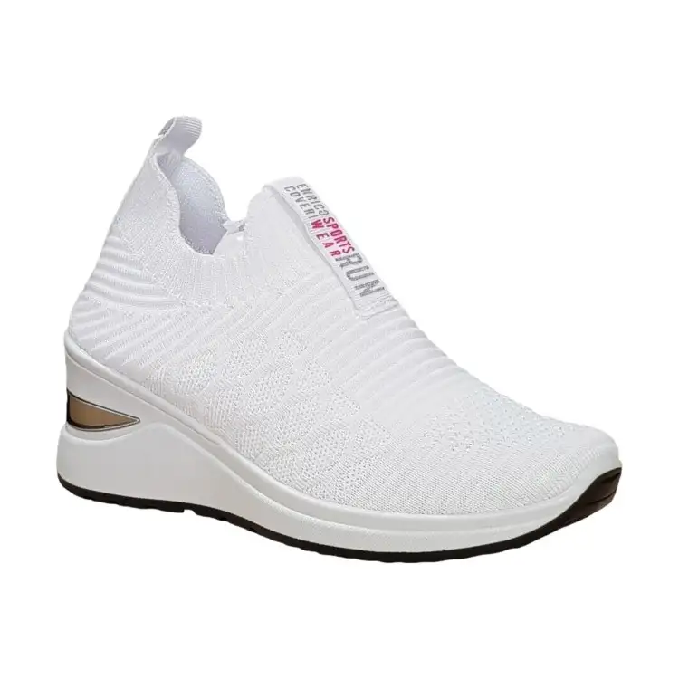 Enrico Coveri CSW416348 GIADA LUREX Sneaker Donna Con Zeppa Senza Lacci White