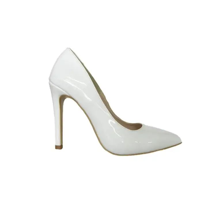 Estro Donna 0660 Scarpe Donna Sposa Decollete Tacco Alto Vernice Bianco