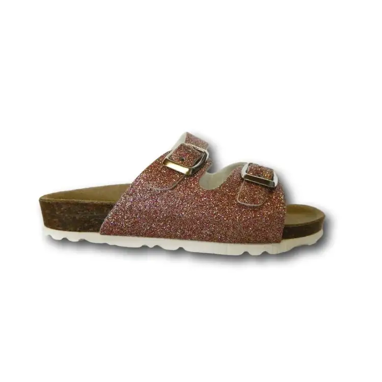 Evoca Bio Made in Italy EJ201A Ciabatta Bambina con Doppia Fascia Regolabile Rosa