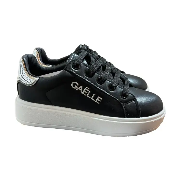 Gaelle Beauty GS0039L Scarpe Bambina Sneaker Stringate con Dettaglio Argento Nero