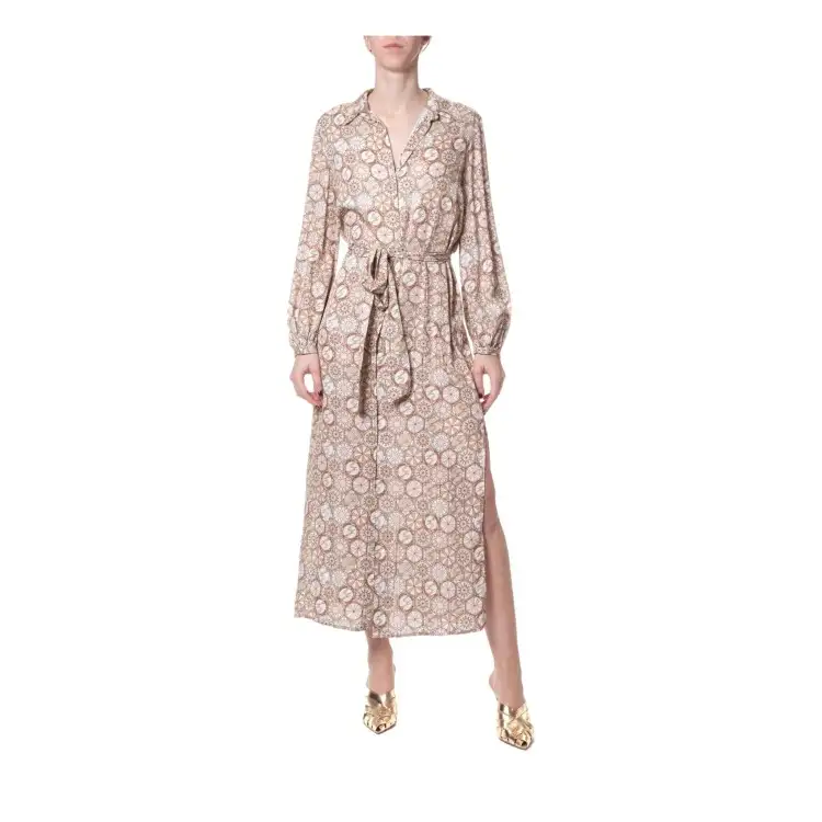 Gattinoni AB175A01FAC Abito Chemisier con Manica a Palloncino White Queen Nude