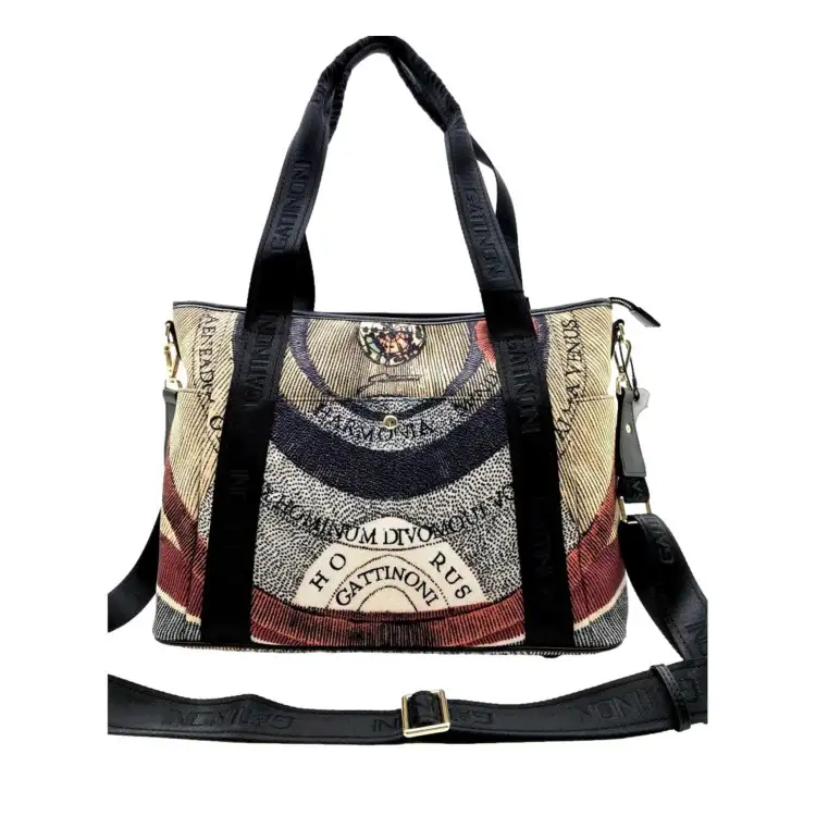 Gattinoni BEGMX2647WILP26 Maya Planetarium Borsa Shopping Large In Nylon Classic Black