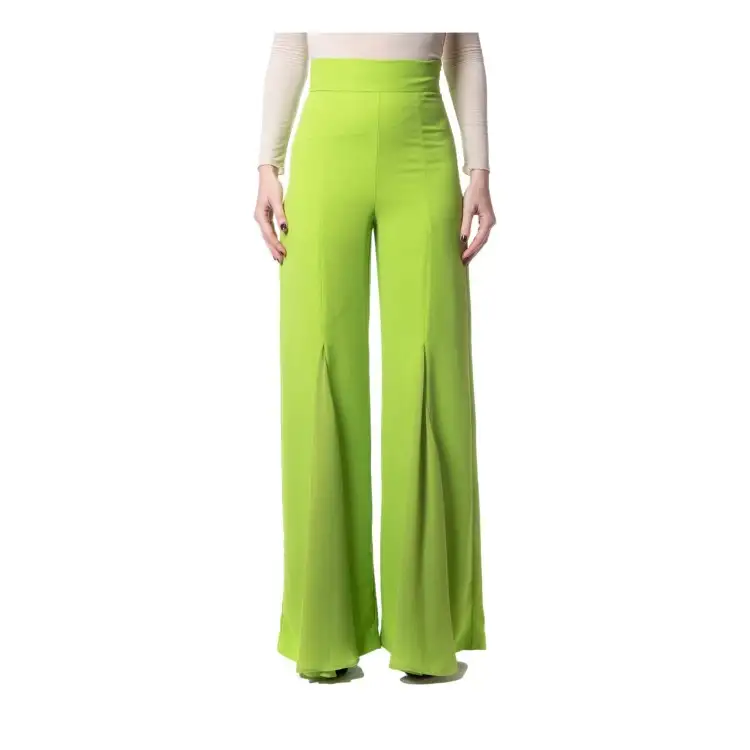 Gattinoni PA001000U25 Pantalone Donna Pantalone Palazzo con Inserto in Georgette Cyber Lime